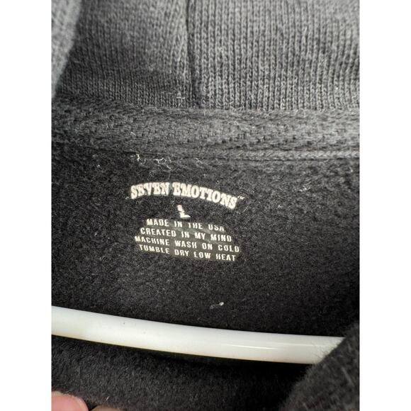 Seven Emotions Barbwire Heart Rhinestone Hoodie Adult Large Black 444 Sweatshirt - Picture 5 of 9